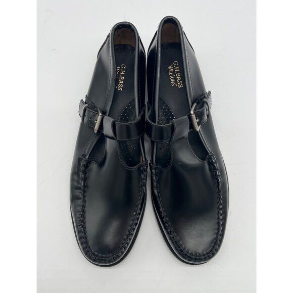 G.H. Bass Weejuns Womens Size 9 Black Leather Mary Jane Loafers With Buckle Clos - Picture 6 of 12